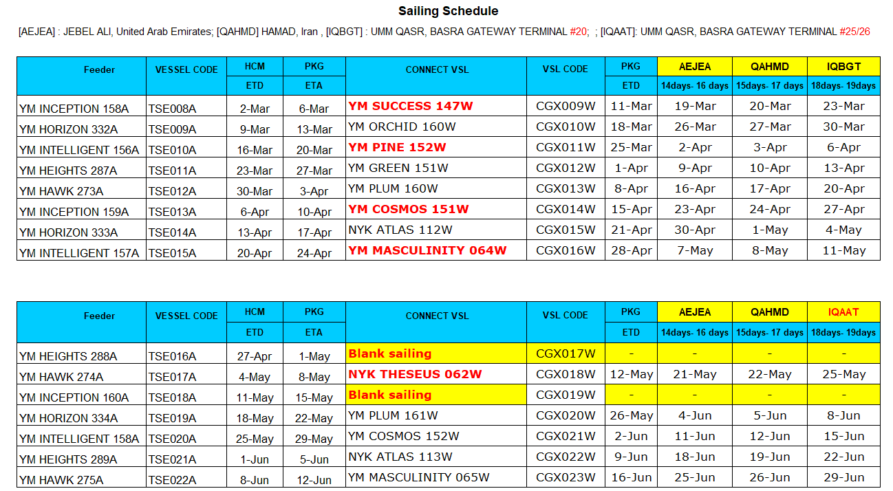 Sailing schedule hcm jebel ali may navilink vietnam